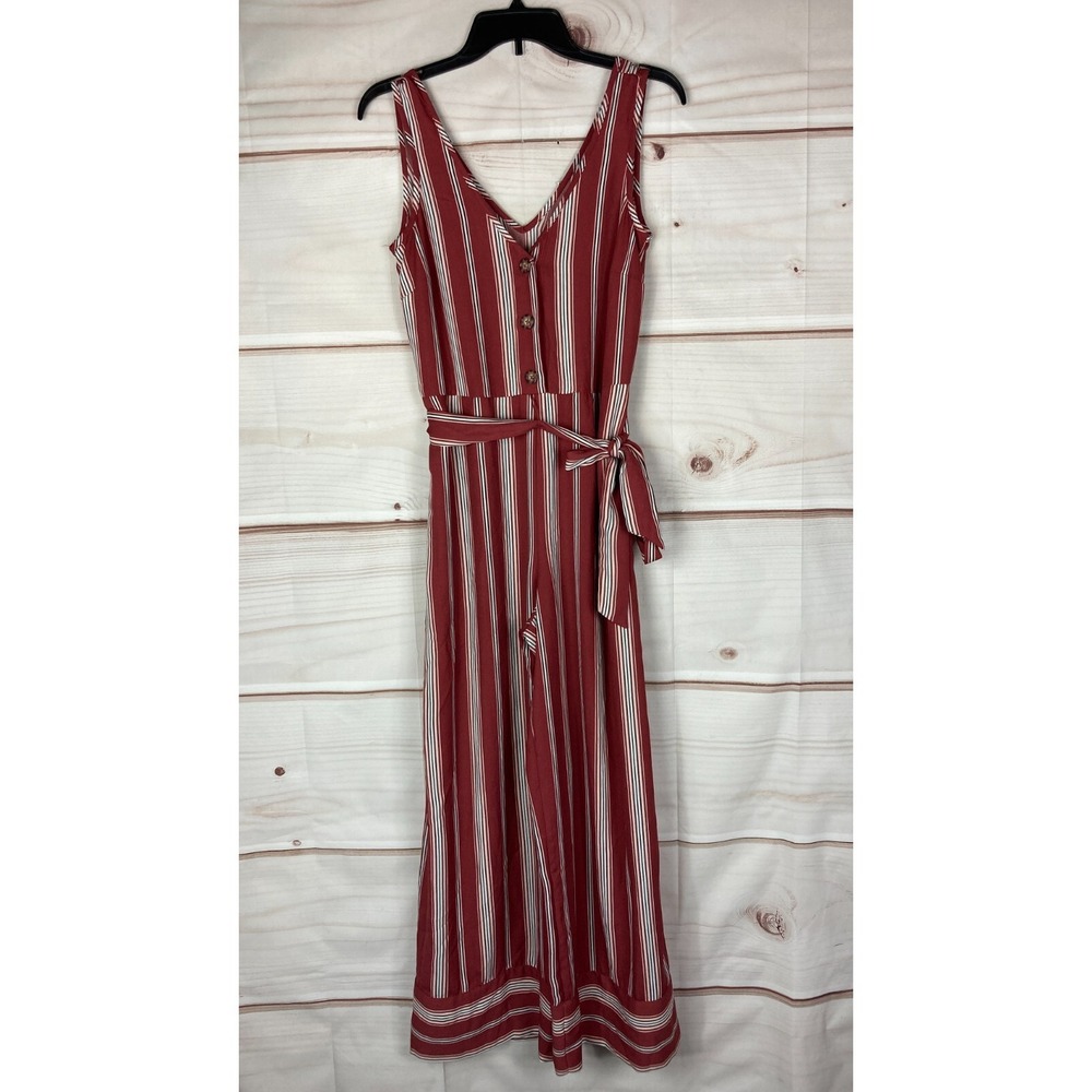 Xhilaration Jumpsuit Juniors XS Striped‎ Wide-Leg Sleeveless Button Front Belt